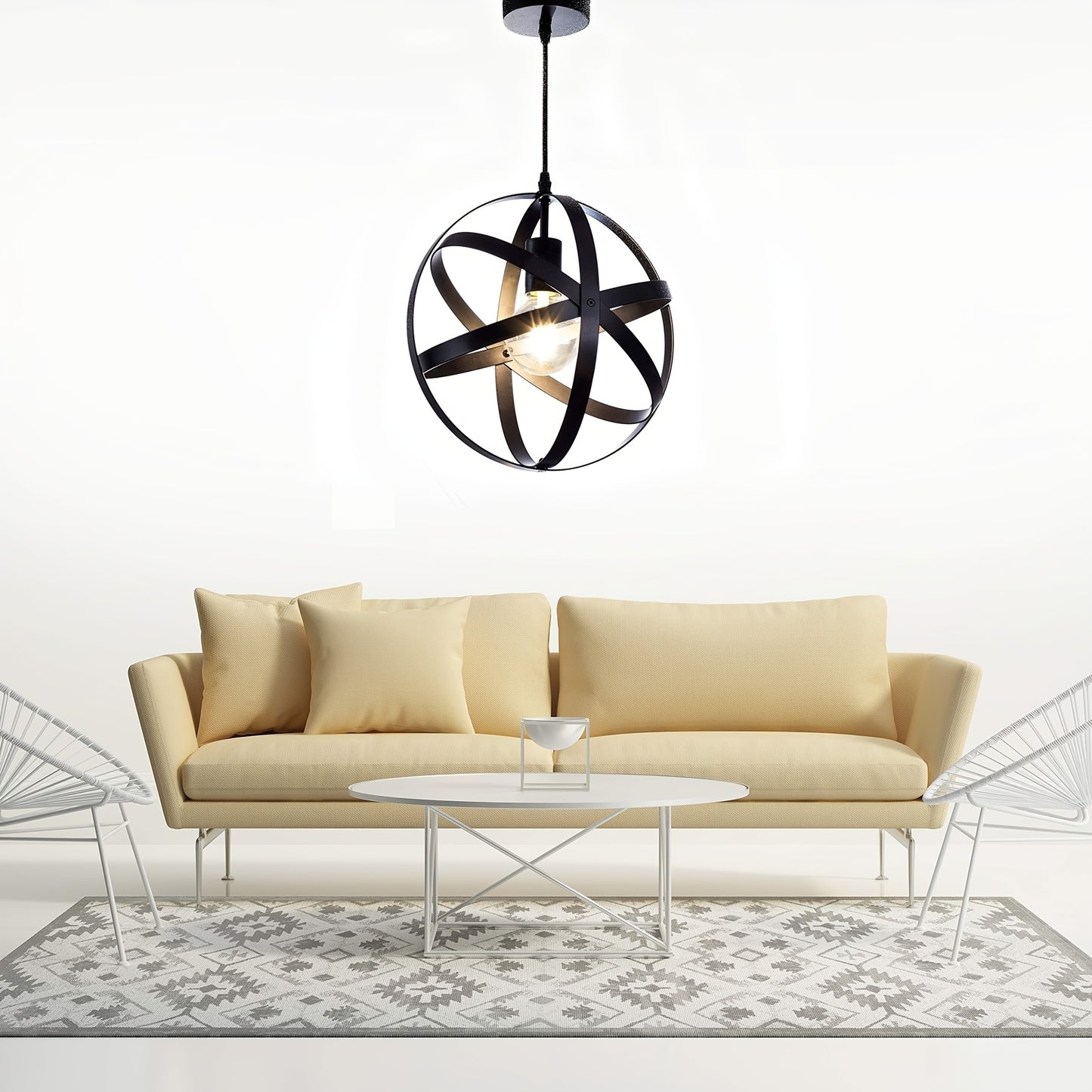 Black round pendant light | Living room, hallway, kitchen and bedroom lighting