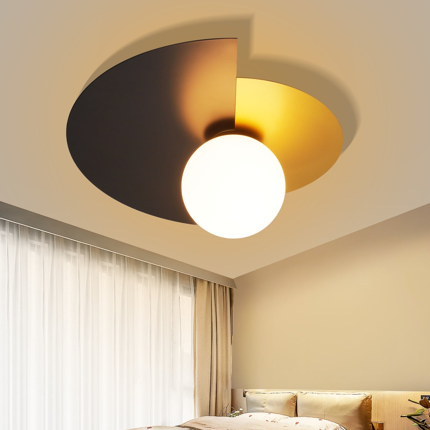 Black and golden semi-flush ceiling light | Living areas, entryways and bedrooms