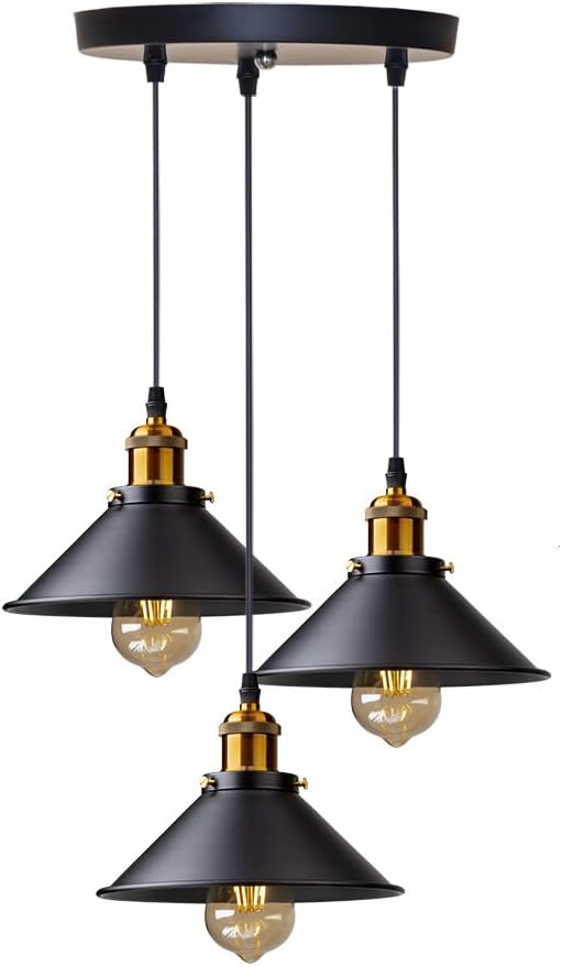 Retro pendant lamp with 3 lights for indoor spaces