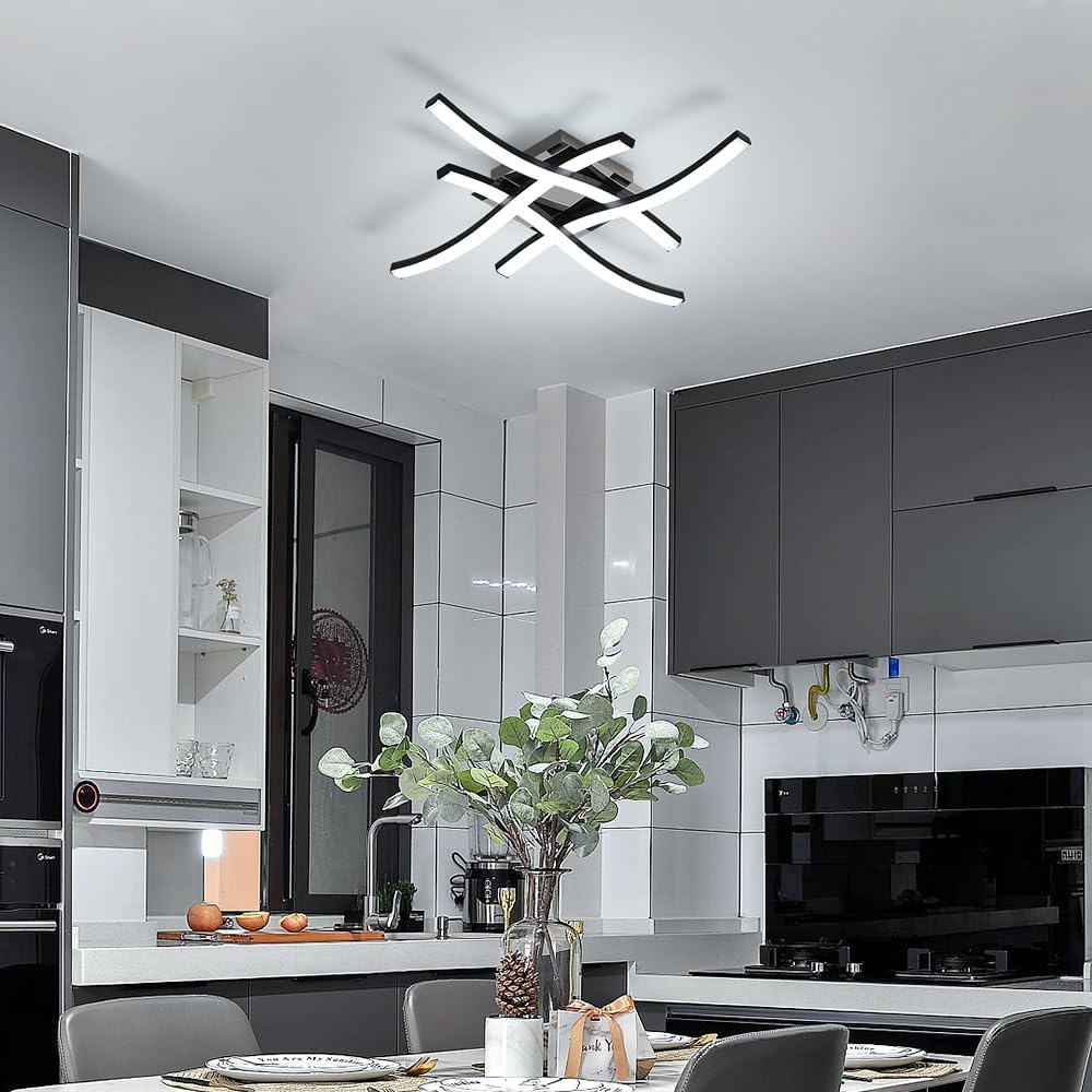 Modern LED wave ceiling light for living rooms, bedrooms and kitchens