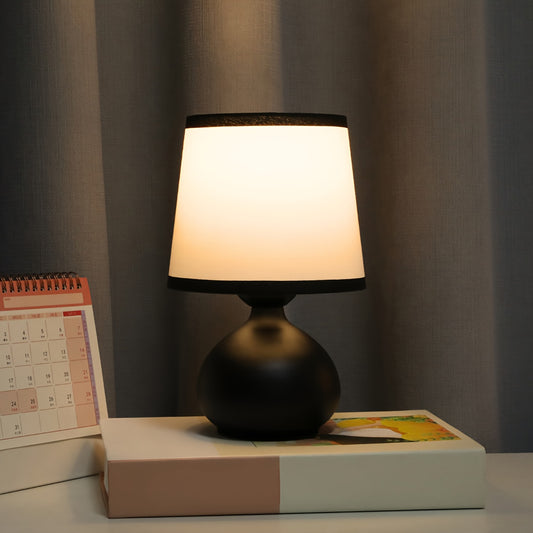 Modern table lamp with black base for desk, nightstand or side table