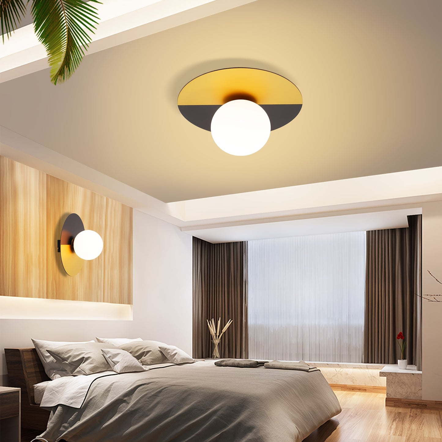 Black and golden semi-flush ceiling light | Living areas, entryways and bedrooms