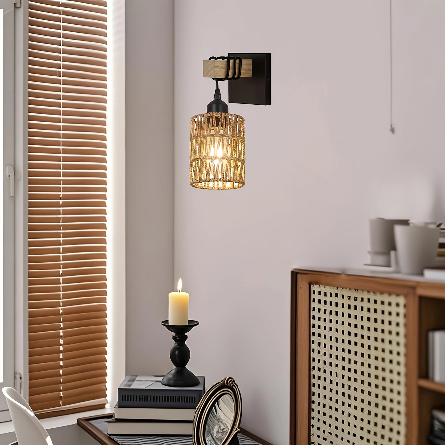 Rustic indoor wall lamp with farmhouse design