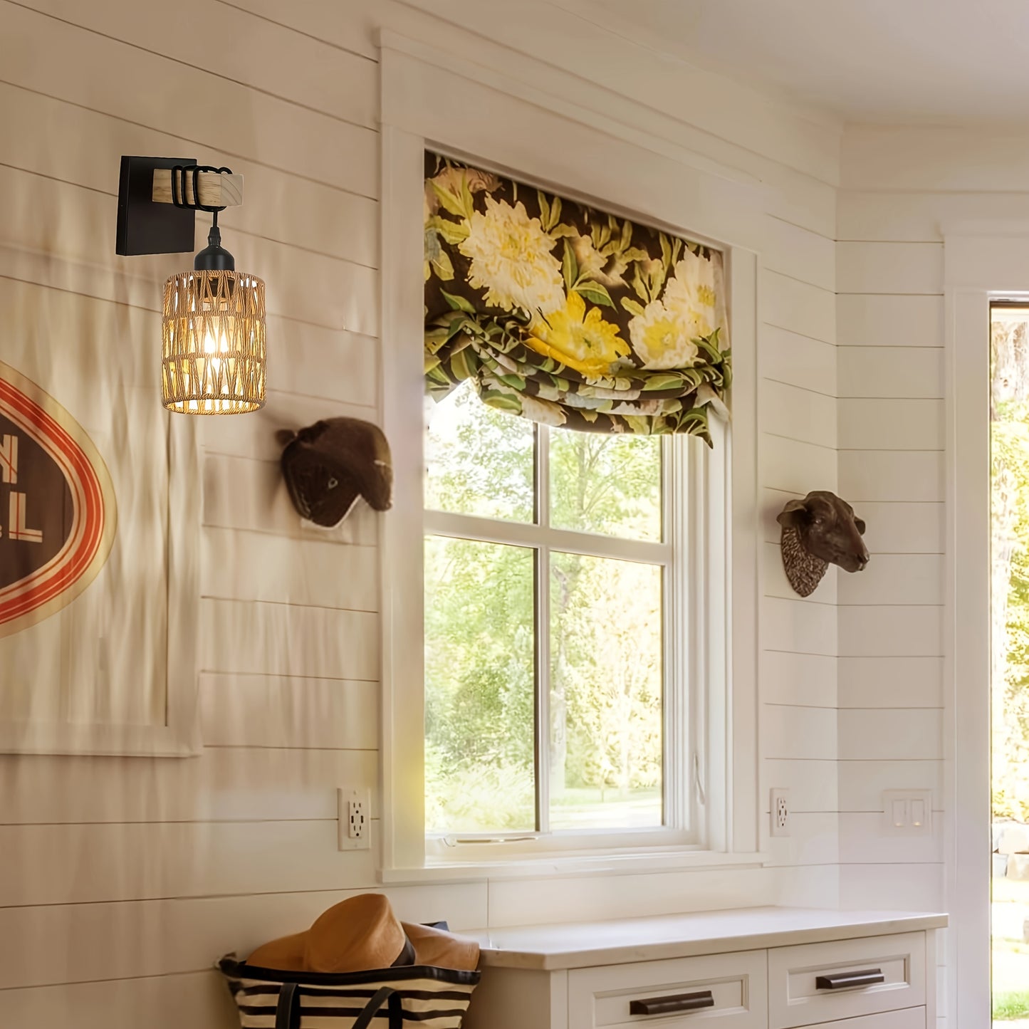 Rustic indoor wall lamp with farmhouse design