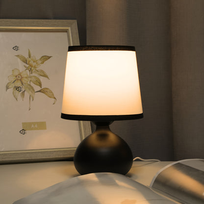 Modern table lamp with black base for desk, nightstand or side table